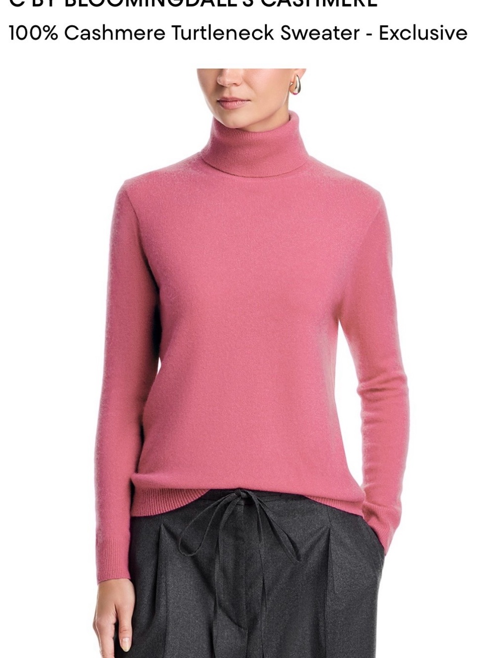 Bloomingdale's C Mauve Pink Cashmere Turtleneck Sweater